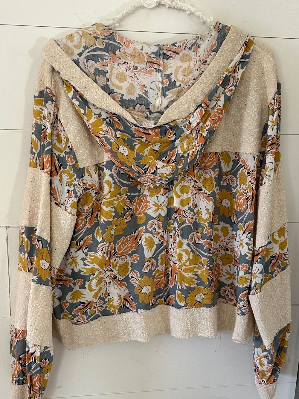NEW Curated POL SET: Peach Patchwork Drawstring Lounge Pants and Floral Hoodie - Picture 4 of 6